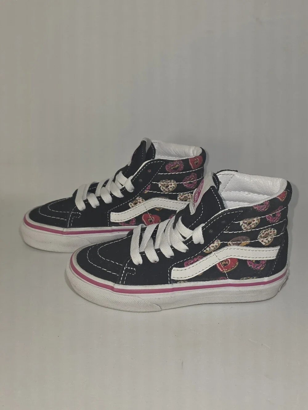 Vans Kids Black High-Top Sneakers with Pink Accents